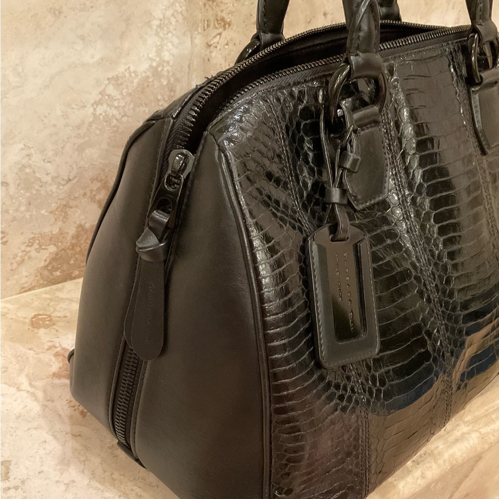 Barbara Bui Black Python Bowling Bag Excellent Co… - image 6